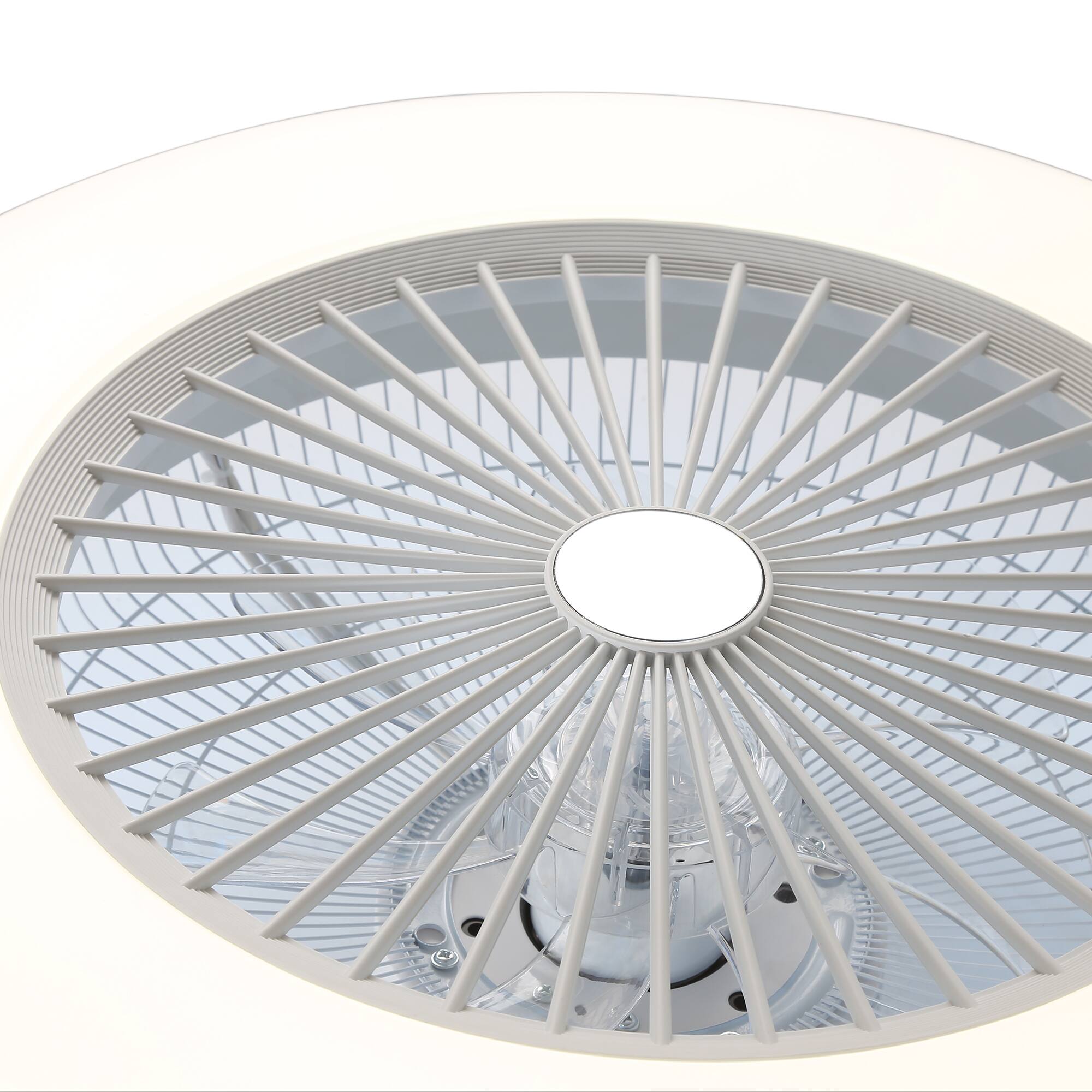 Alt View 8. Breezary - 22-Inch Flush Mount Ceiling Fan with LED RGB Light, 7 Transparent ABS Blades, DC Motor 120V/60Hz 20W, No Downrod - White.