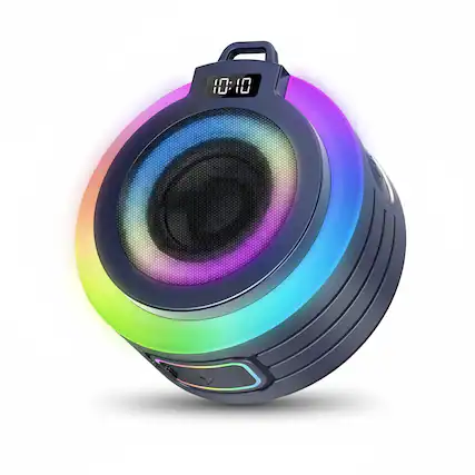 Front. Dazzed Corner - Portable Bluetooth Shower Speaker, IPX7 Waterproof, Suction Cup - Black.