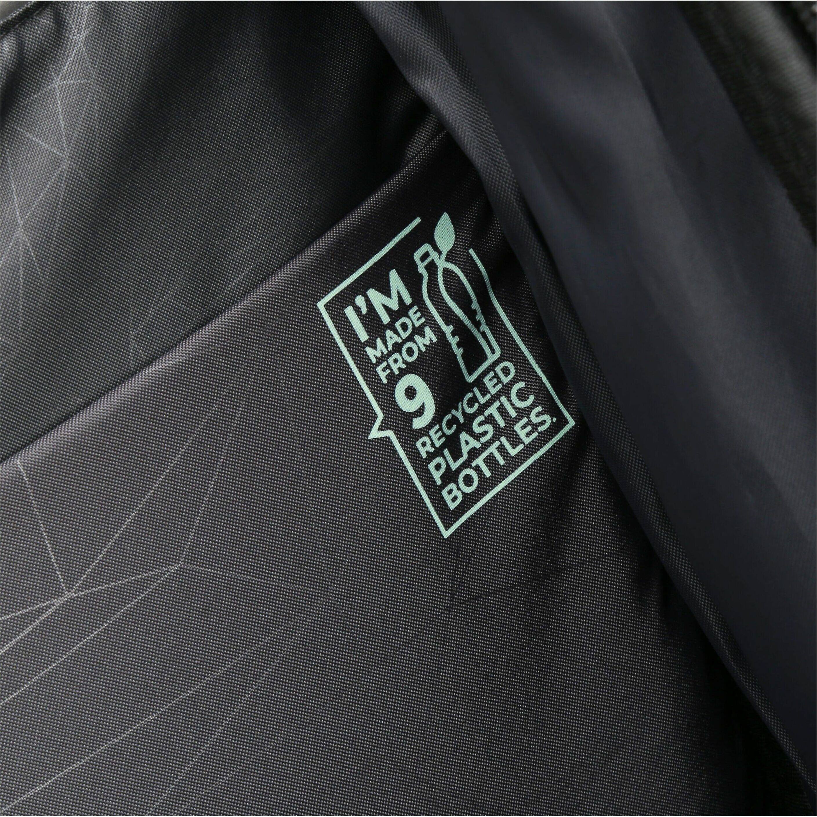 I'm made from 9 recycled bottles.