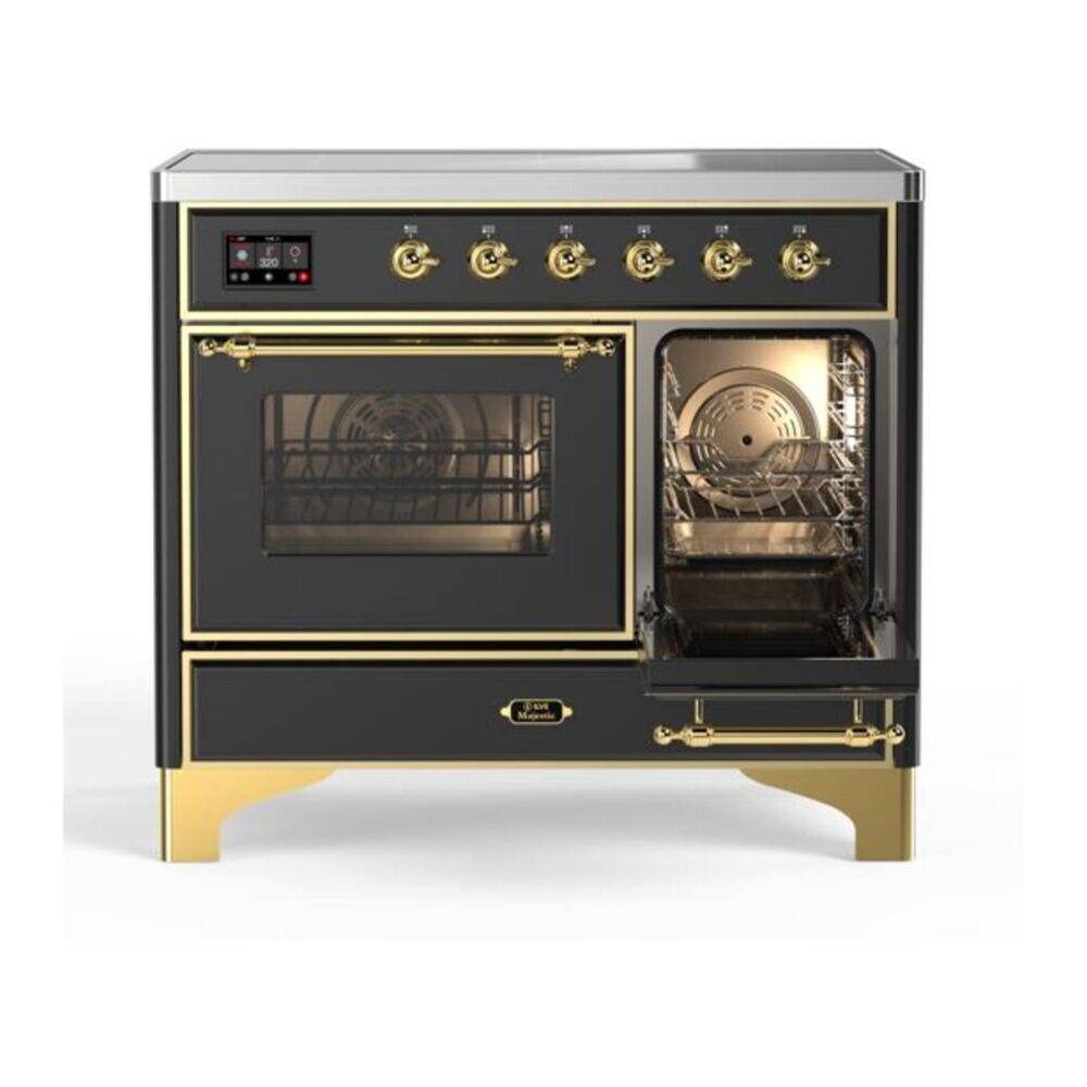 Alt View 8. ILVE - ILVE Majestic II 40 inch Induction Range with 6 Elements (Graphite Matte, Brass Trim) - Graphite Matte.