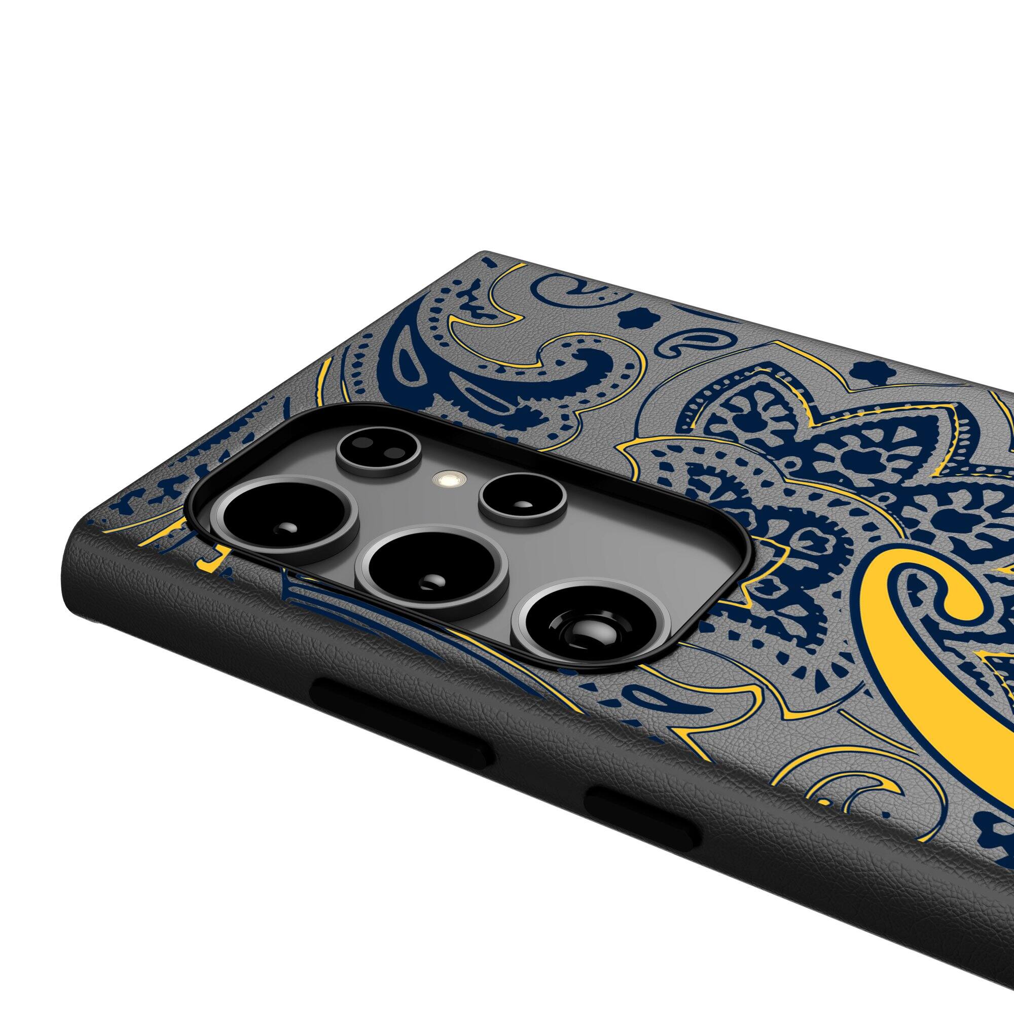 Alt View 3. Keyscaper - Cal Bears Paisley Galaxy Magnetic Bump Case - S24 Ultra - Black.
