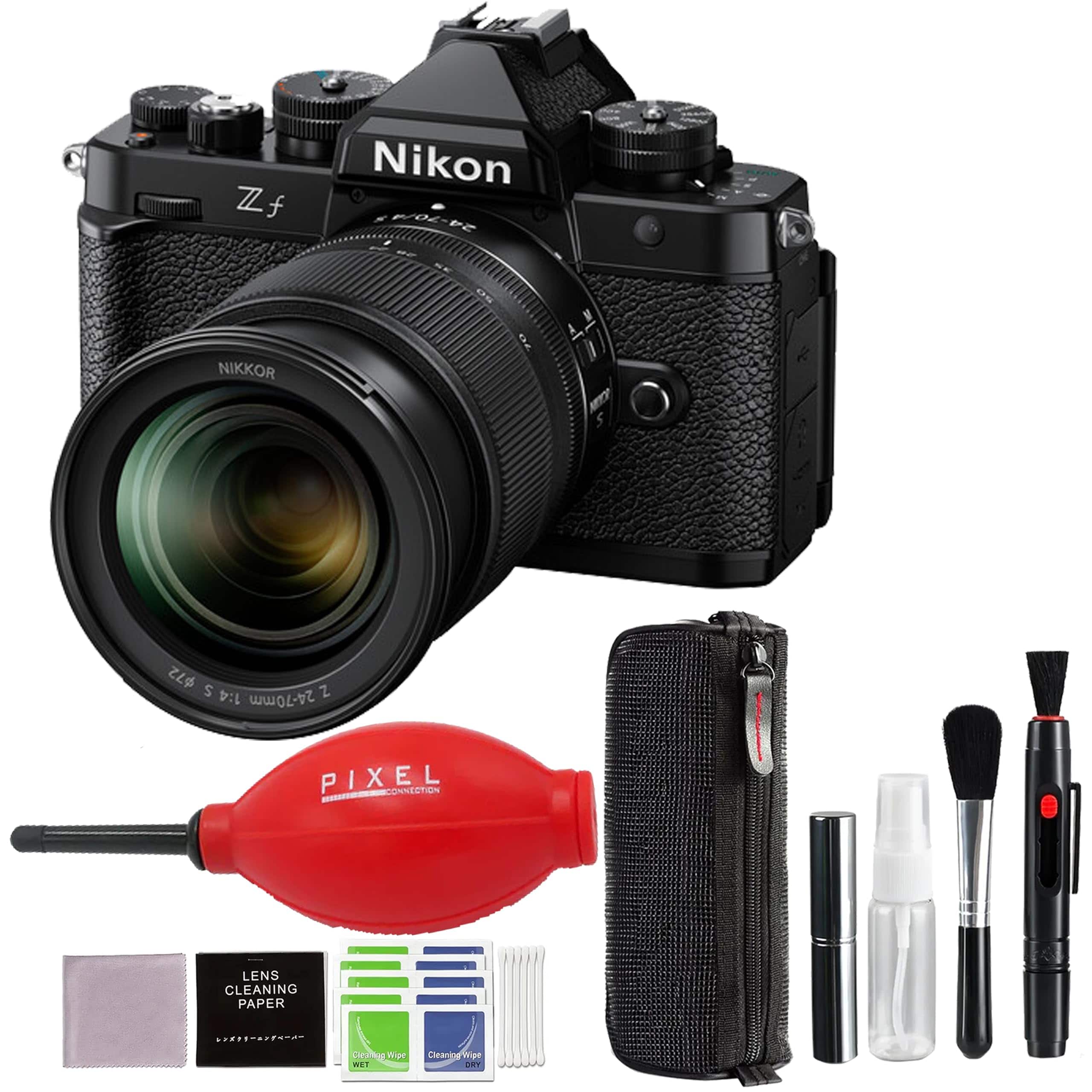 Zf Mirrorless Camera with 24-70mm f/4 Lens with Advanced Accessories and Travel Bundle | 1772 | nikon zf 24-70mm f/4 - Black