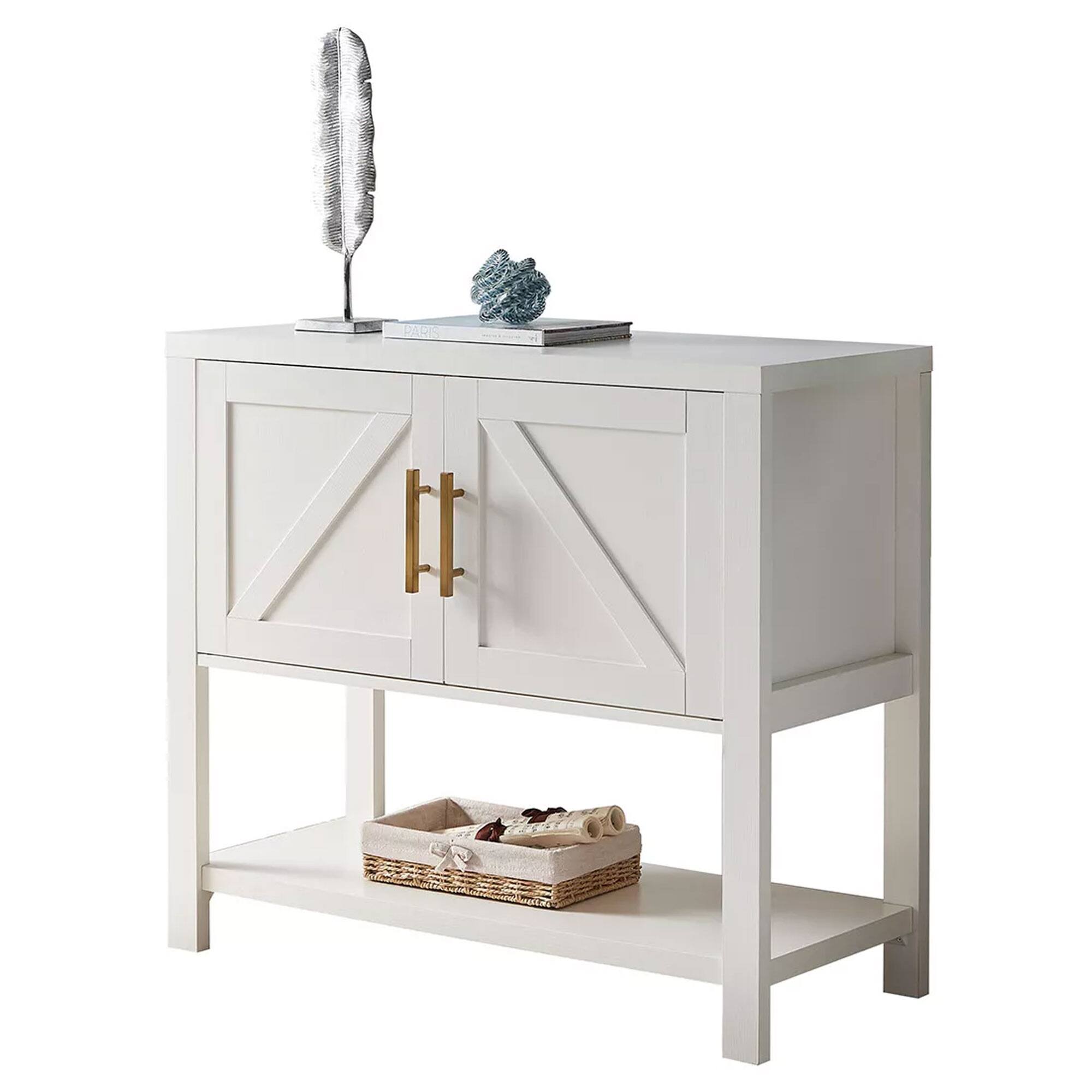 Angle. Kings Brand Furniture - Kings Brand Furniture Teresa 2-Door Modern Console Table, Buffet Storage Cabinet - White.