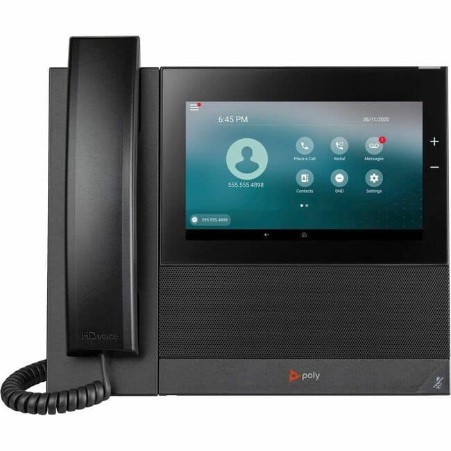 HP - Poly CCX 600 IP Phone - Corded - Corded/Cordless - Bluetooth, Wi-Fi - Desktop - VoIP - 2 x Network (RJ-45) - PoE - Black