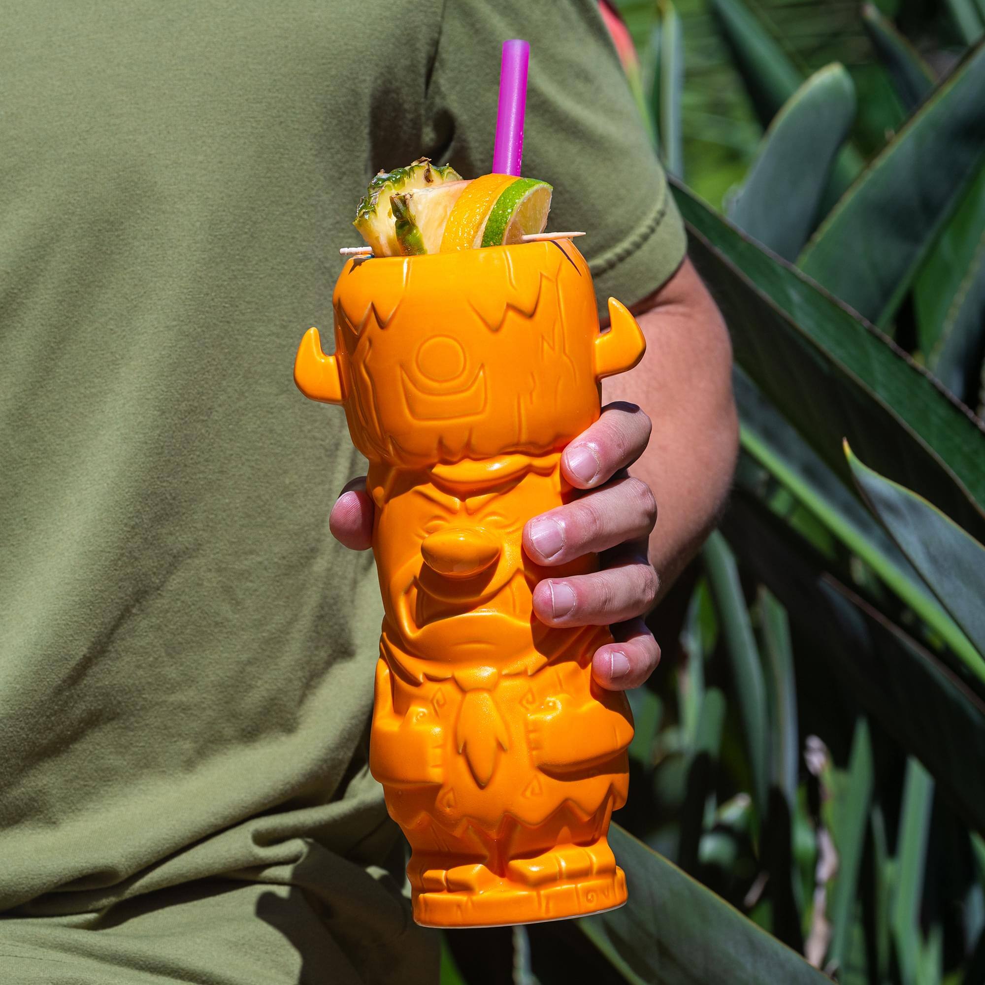 Alt View 3. ThinkGeek - Geeki Tikis The Flintstones Mug Set | Fred & Barney Tiki Mugs | Holds 28 Ounces - Orange.