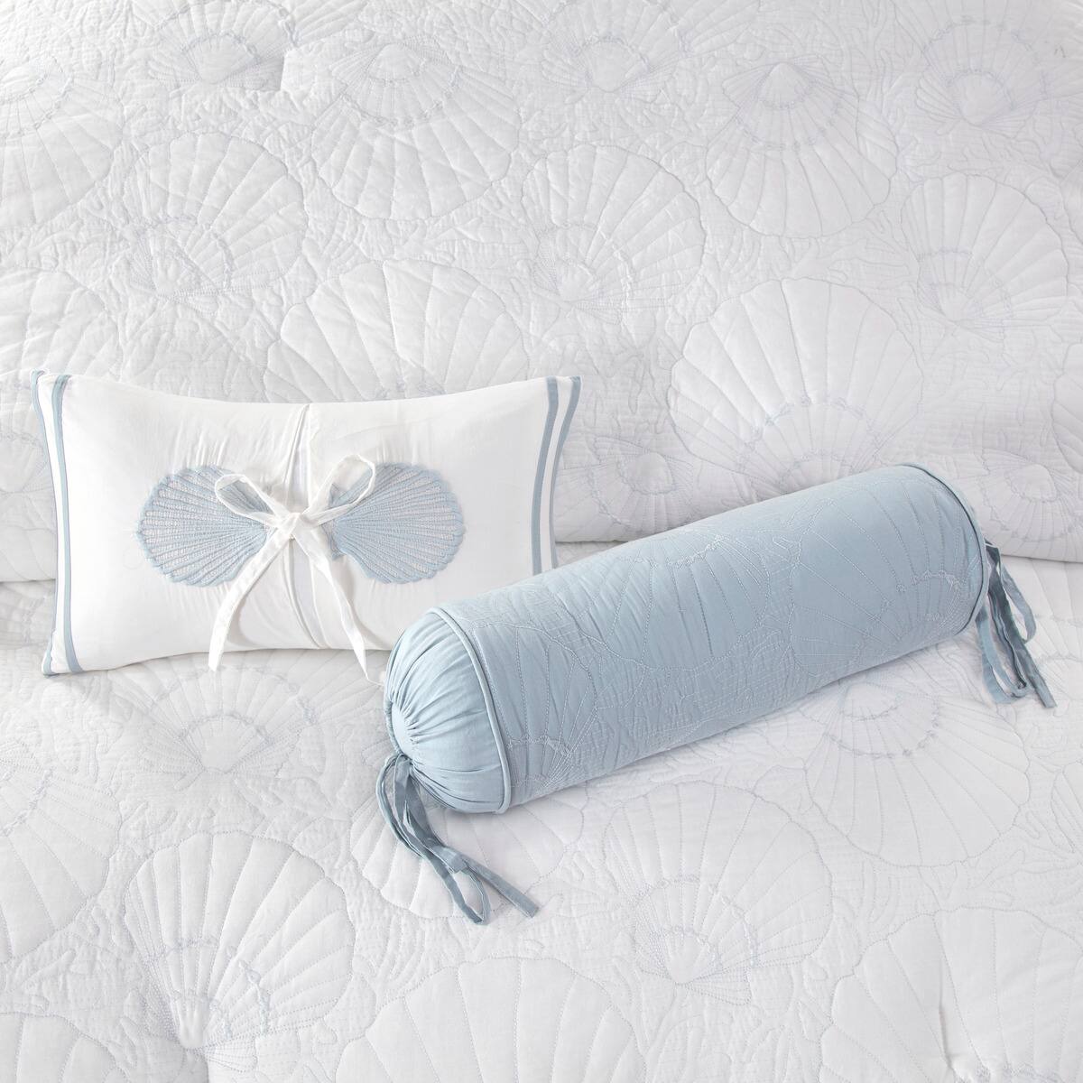 Alt View 1. Gracie Mills - Gracie Mills Ramos Coastal Embroidered Oblong Pillow - White.