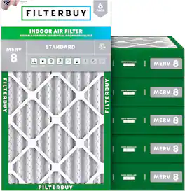 Filterbuy - 10x30x4 MERV 8 Dust & Allergy Defense, Electrostatic Pleated HVAC AC Furnace Air Filters Replacement (6-Pack) - Silver