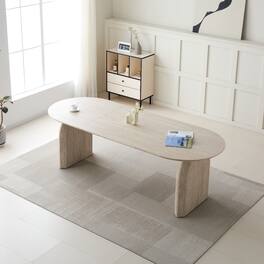 Loheer - Extendable Oval Dining Table with Dual Pedestal Base, Seats 8 - Off White