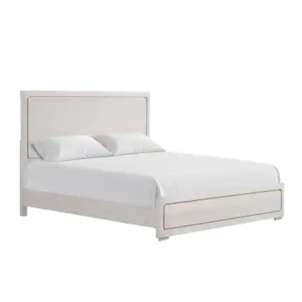 Front. Manhattan Lane - Thorne Queen Bed, Panel Design, Rounded Edges, White Oak Wood - White Oak.