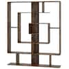 Front. Costway - Costway 7-Tier Bookshelf Geometric Bookcase with 2 Anti-Tipping Kits Rustic Brown - Rustic Brown.