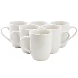 Elama - Olevia 6 Piece Stoneware 12 Ounce Mug Set, Service for 6 - White