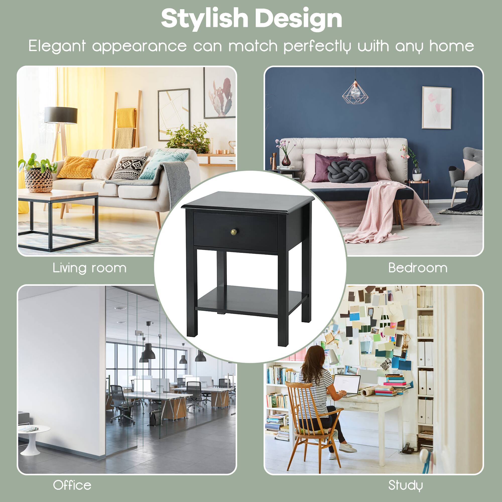 Stylish Design: Elegant appearance can match perfectly with any home. Living room, Bedroom, Office, Study.