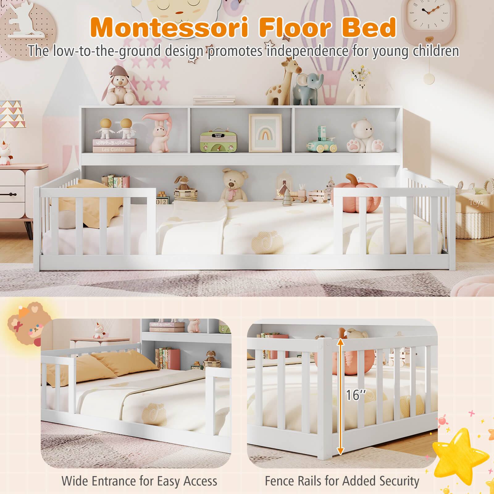 Montessori Floor Bed: The low-to-the-ground design promotes independence for young children.