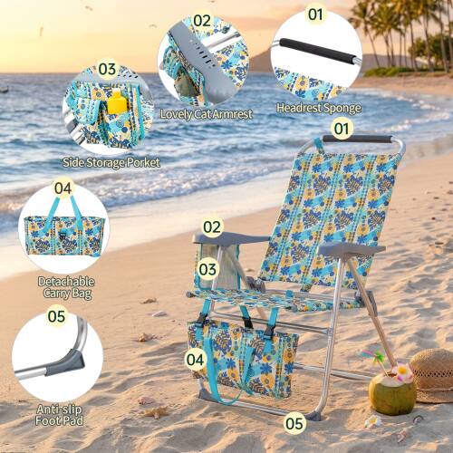 01 Headrest Sponge  
02 Lovely Cat Armrest  
03 Side Storage Pocket  
04 Detachable Carry Bag  
05 Anti-slip Foot Pad