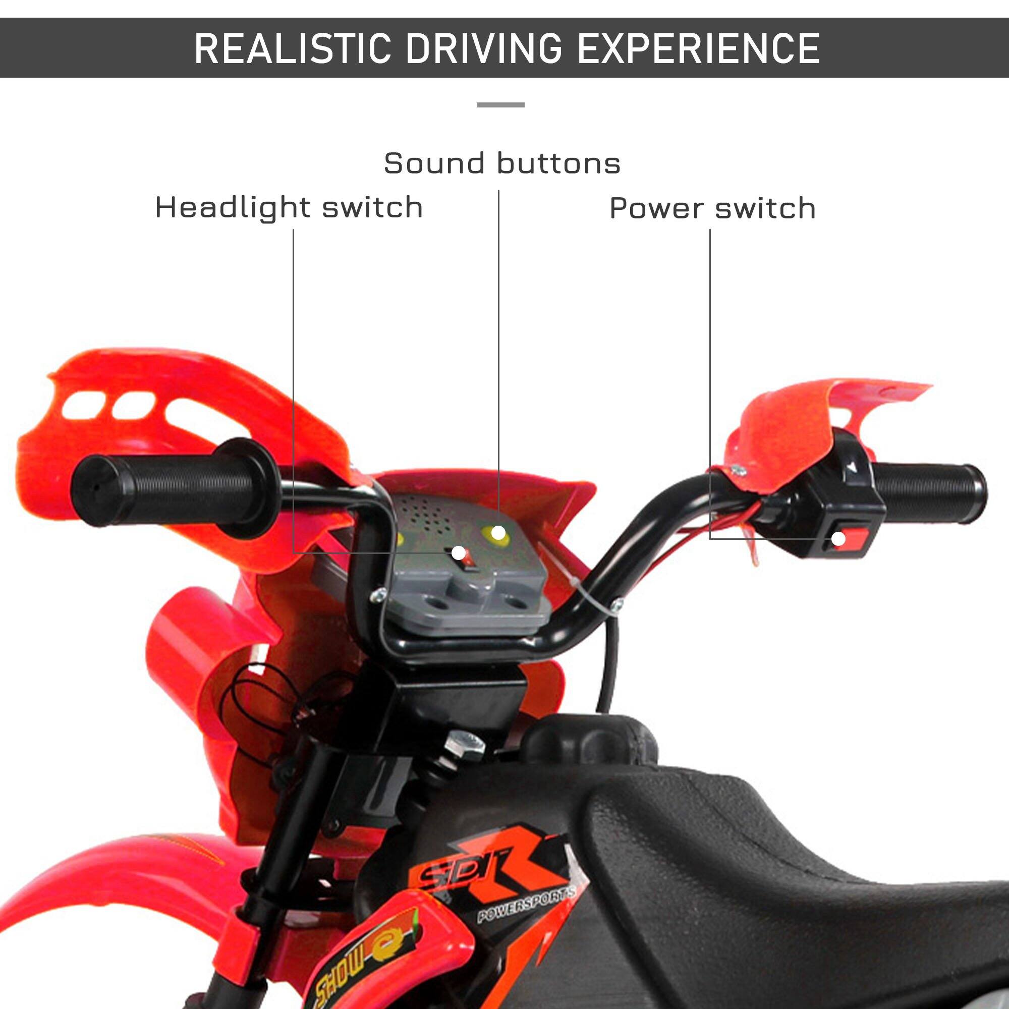 REALISTIC DRIVING EXPERIENCE

- Sound buttons
- Headlight switch
- Power switch