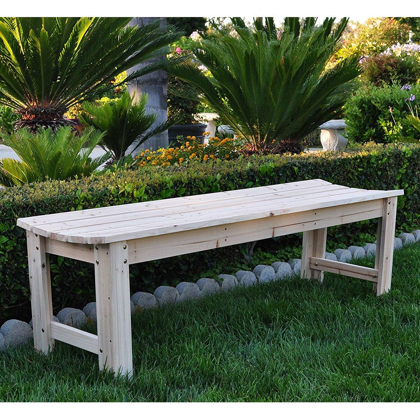Left. Hivvago - 5-Ft Backless Garden Bench in Natural Yellow Cedar Wood - Natural Yellow.