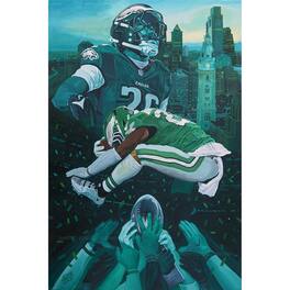 Deacon Jones Foundation - Saquon Barkley Philadelphia Eagles 24" x 36" Limited Edition Fine Art Canvas Print by Artist Edgar Brown - Multicolor
