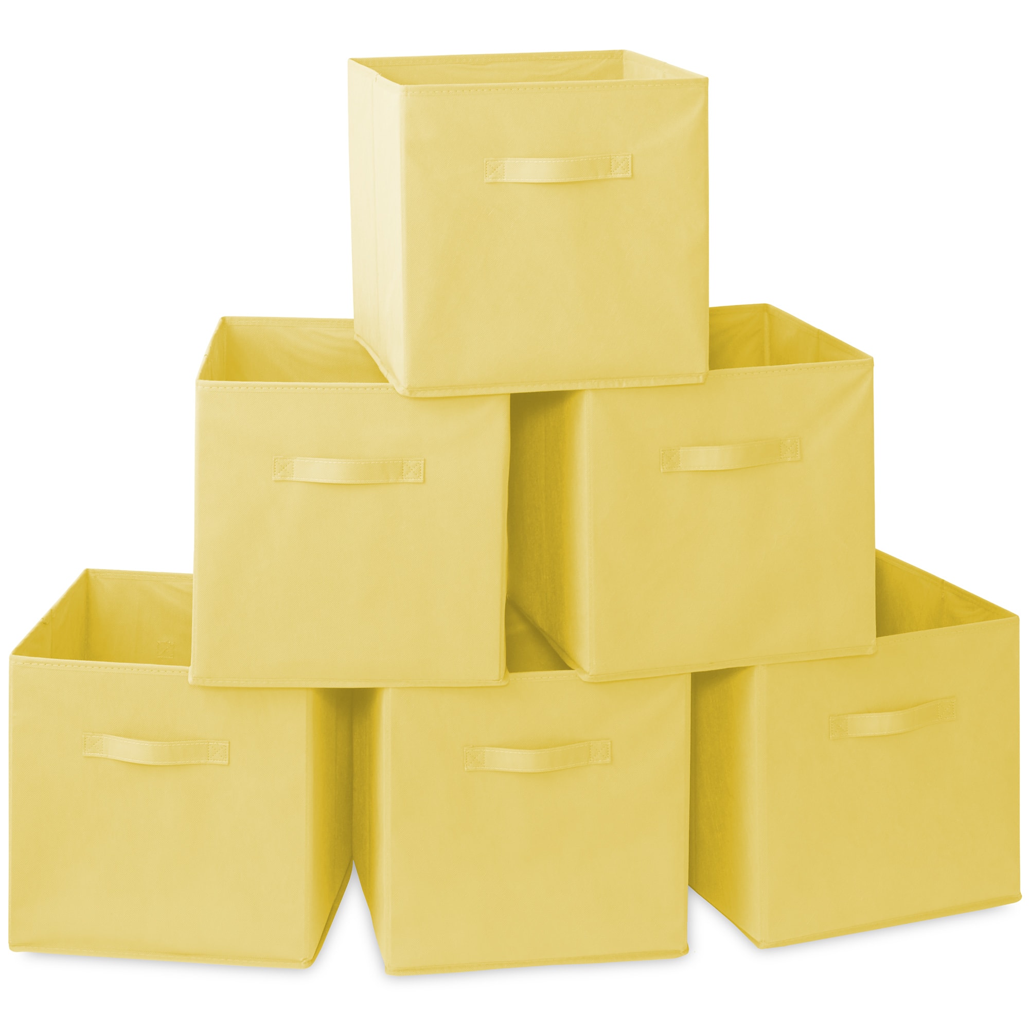 Casafield - (Set of 6) Collapsible Fabric Cubes - Storage Bins - Yellow