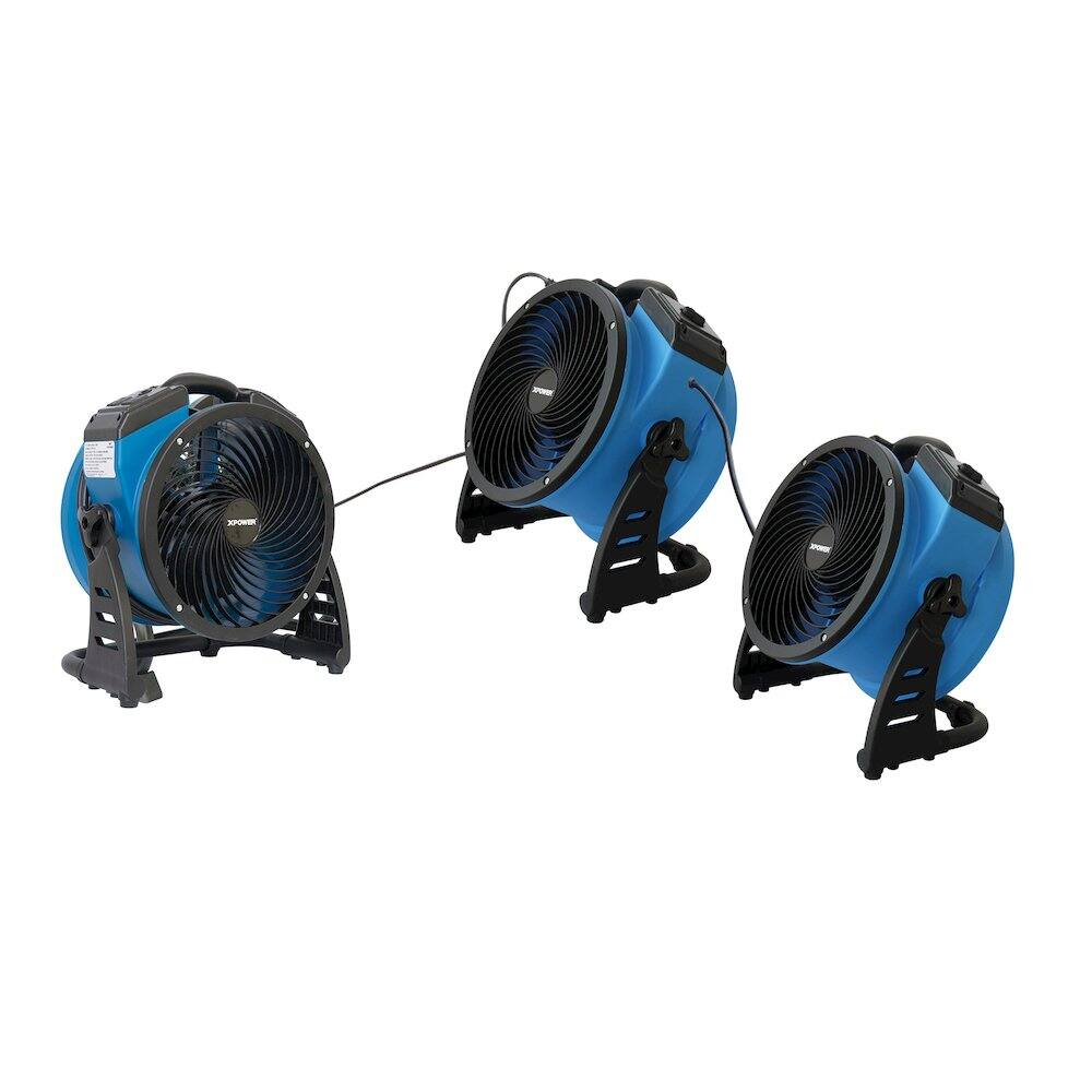 Alt View 1. XPOWER - 4 Speed 11" Ventilation Axial Air Mover, Blower, Fan with Built-in Power Outlets - Blue.