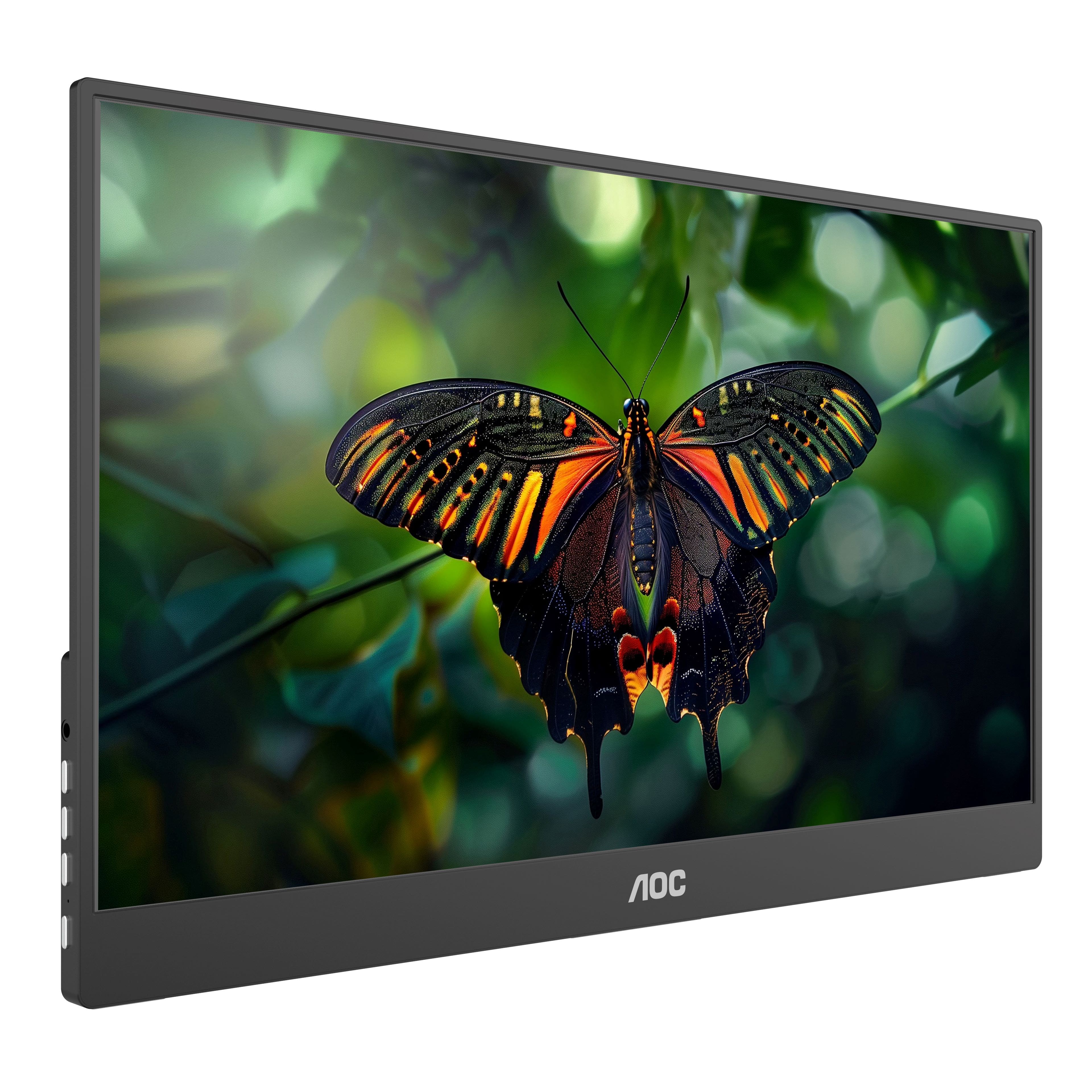Left. AOC - 16T15 15.6" IPS Portable Monitor, FHD, 1920x1080, 60Hz, 5Ms, USB-C,Carry Case / Stand - Black.