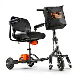 SuperHandy - Refurbished Excellent - 3 Wheel Folding Mobility Scooter GUT140-2BAT - White Frame, Orange - Black | Orange