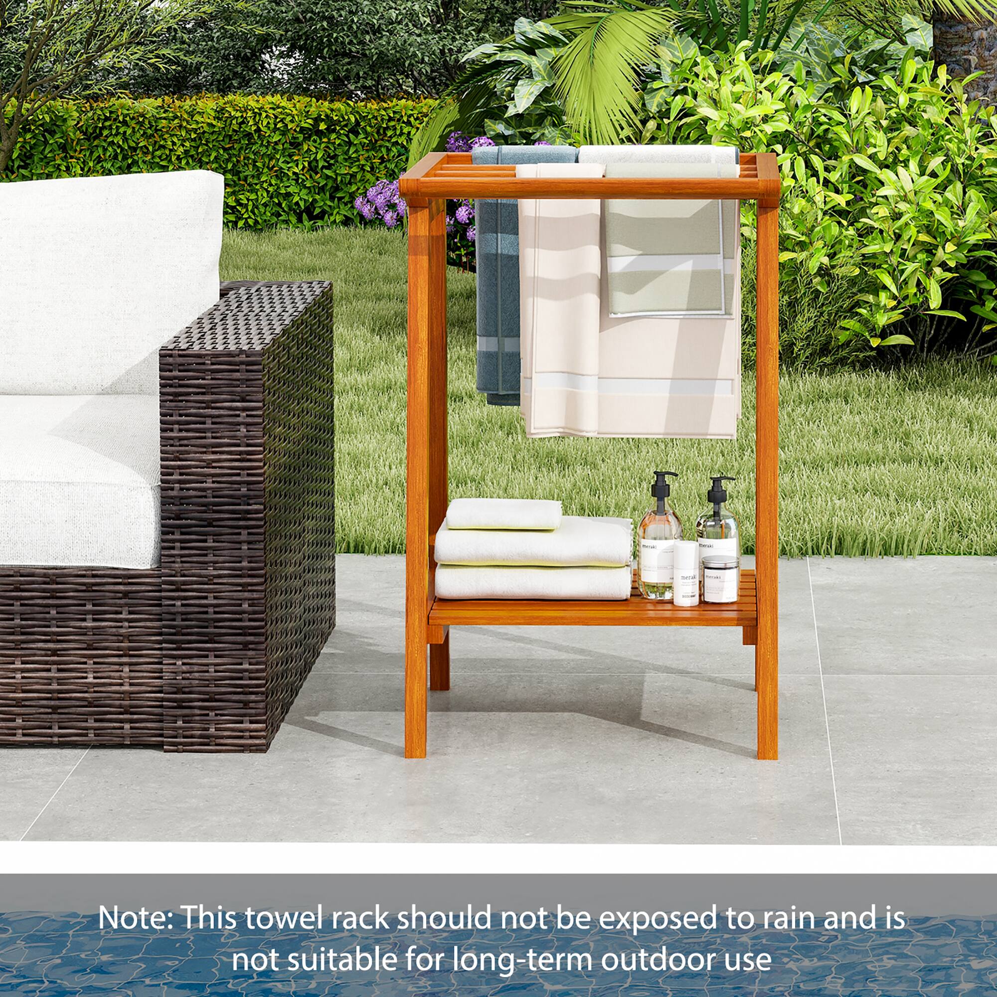 Note: This towel rack should not be exposed to rain and is not suitable for long-term outdoor use.