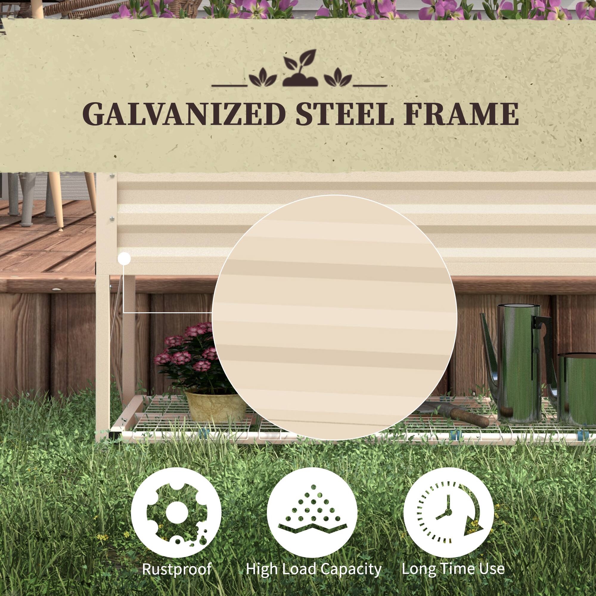 GALVANIZED STEEL FRAME

- Rustproof
- High Load Capacity
- Long Time Use