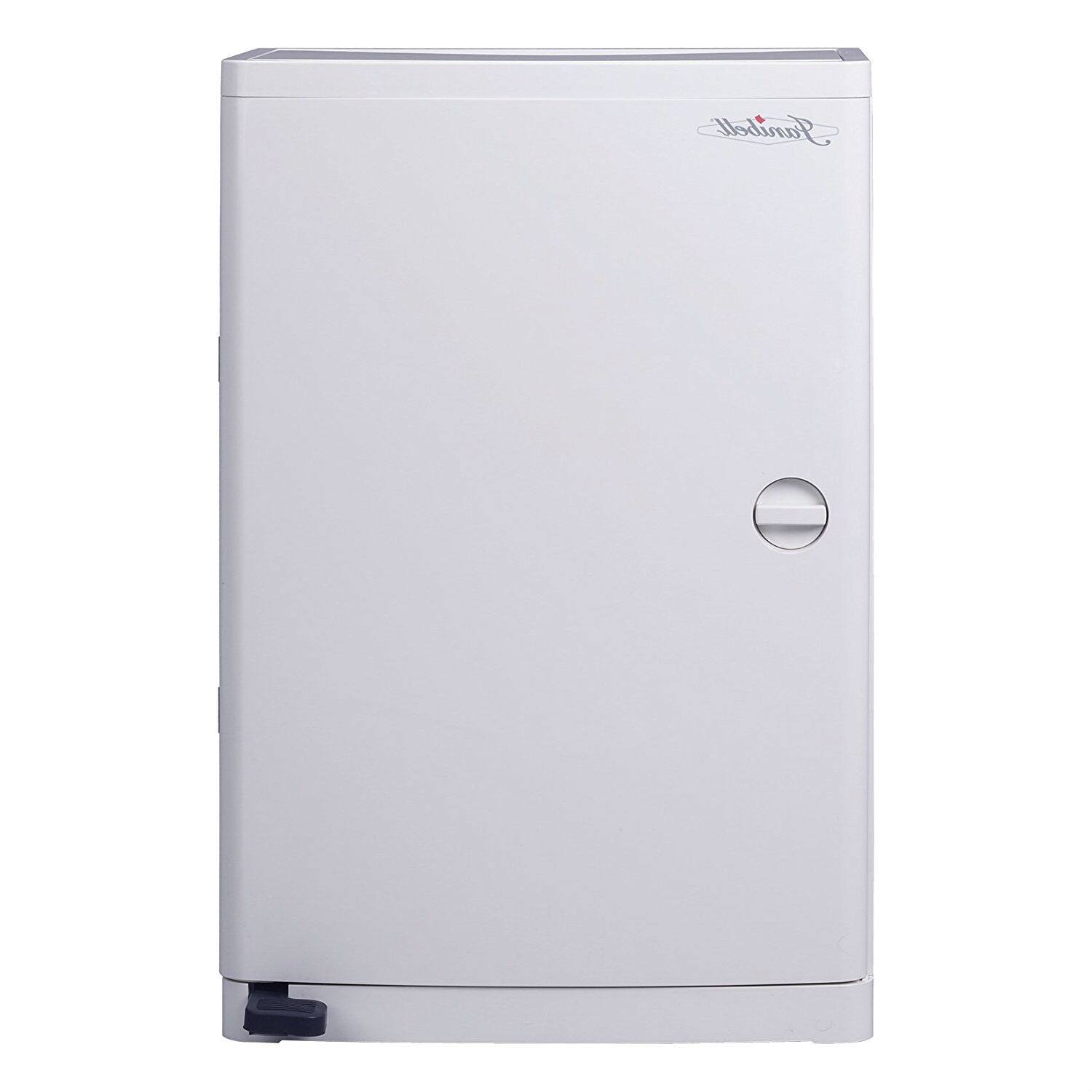 Left. Hivvago - No Hands 18-Gallon Kitchen Trash Can in White with Food Pedal Lid - White.