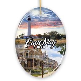 OrnamentallyYou - Cape May Coastal Charm Ornament Seaside Retreat Christmas Gift and New Jersey Souvenir Oval - Multi-colored
