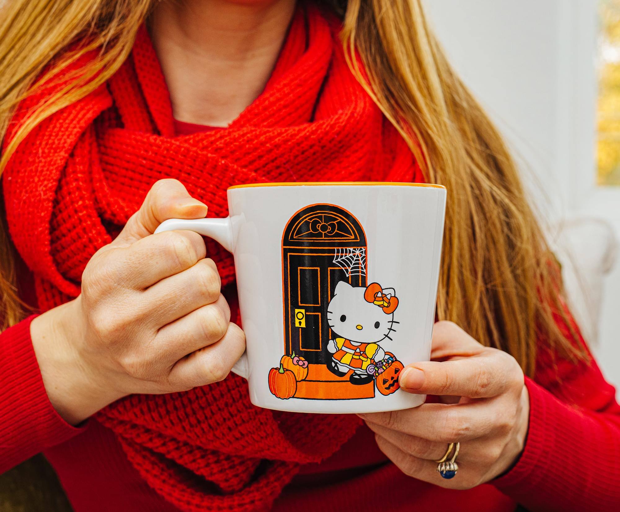 Alt View 3. Silver Buffalo - Sanrio Hello Kitty Pumpkins Ceramic Latte Mug | Holds 17 Ounces - White.