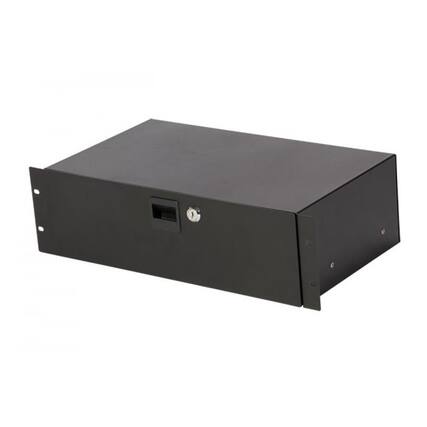 Front. On Stage Stands - OnStage RDLS3000 3U Locking Rack Drawer, Shallow (RDLS 3000) Black - Black.