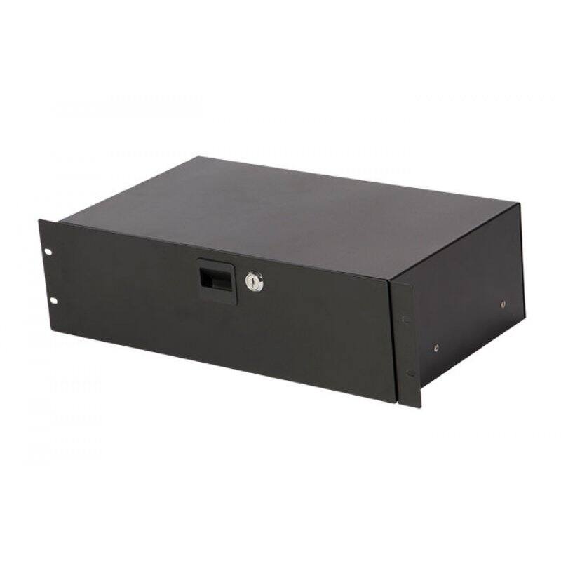 Front. On Stage Stands - OnStage RDLS3000 3U Locking Rack Drawer, Shallow (RDLS 3000) Black - Black.