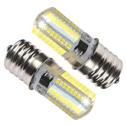 Front. HQRP - 2-Pack Sewing Machine LED Light Bulbs - 5/8 in Screw Base, 110 V Warm White, Dimmable.