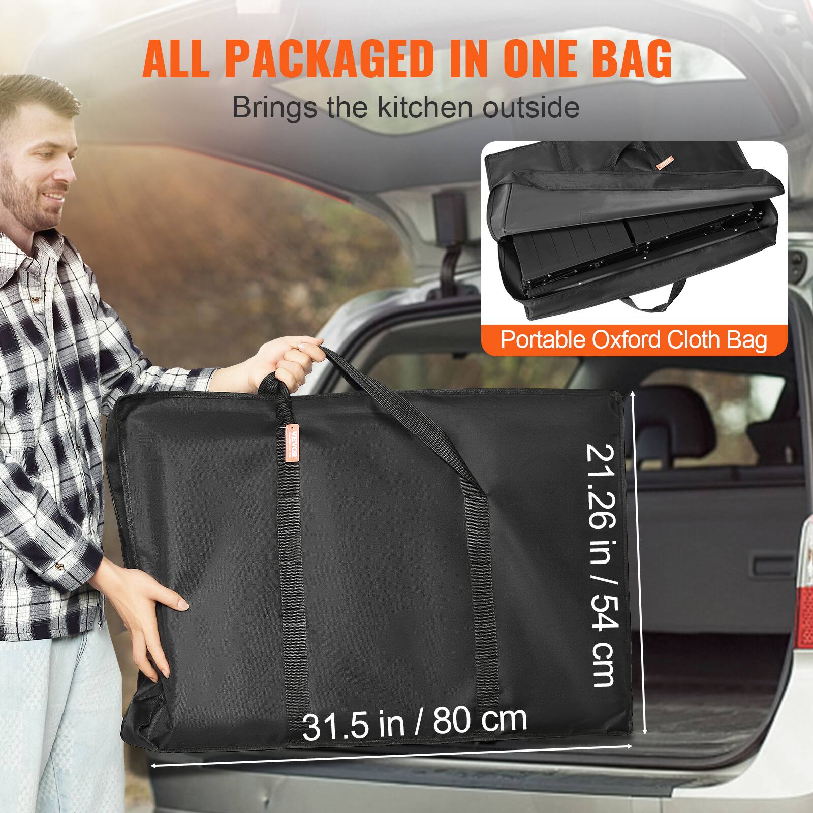 ALL PACKAGED IN ONE BAG, Brings the kitchen outside, Portable Oxford Cloth Bag, 31.5 in / 80 cm, 21.26 in / 54 cm