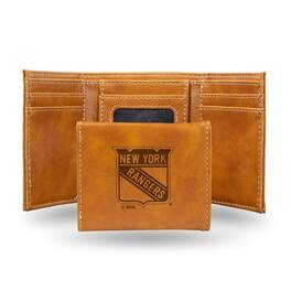 Rico Industries - New York Rangers Brown Trifold Wallet with Clear ID Window - Multi