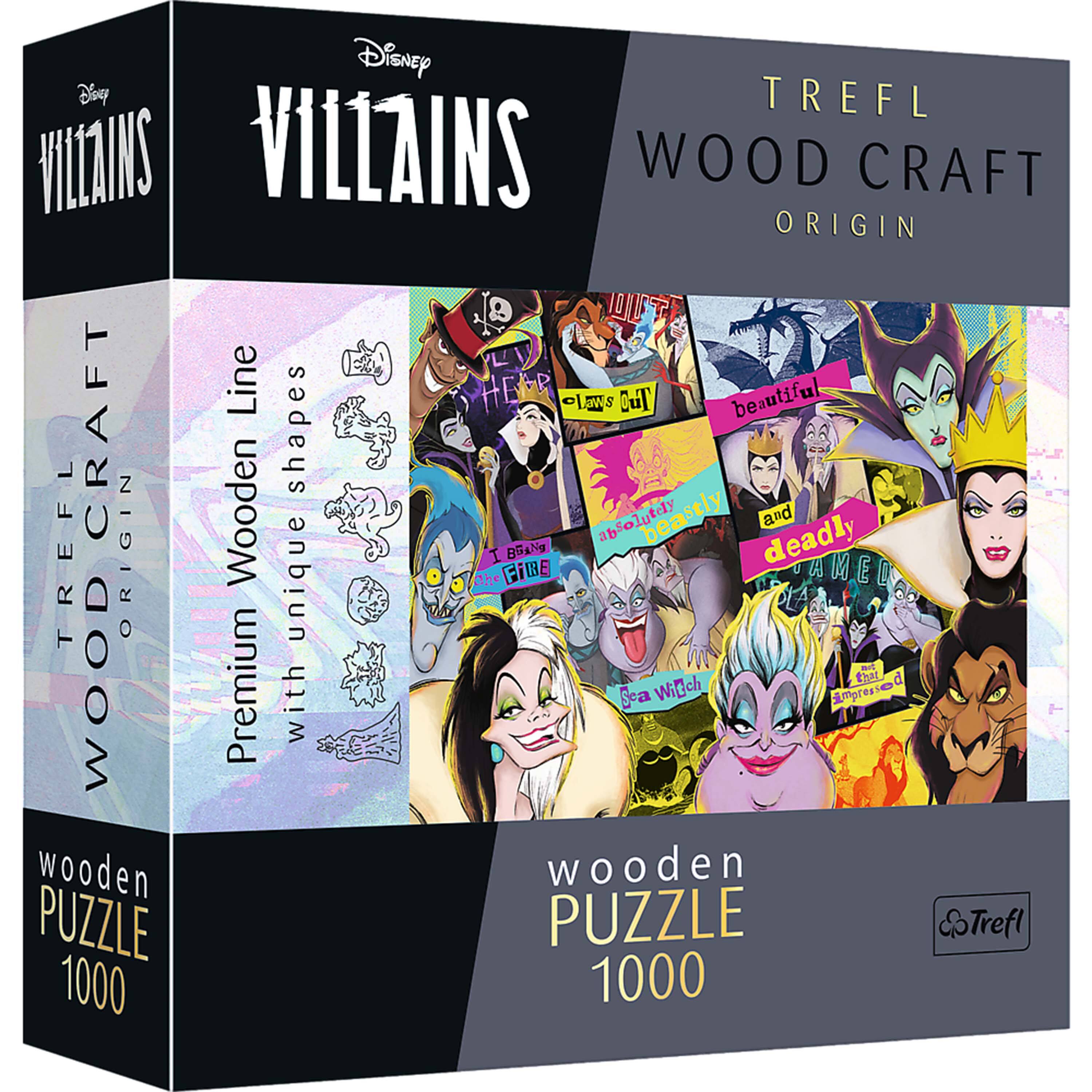 Trefl - Wood Craft 1000 Piece Wooden Puzzle - Disney's Villains - Multicolor