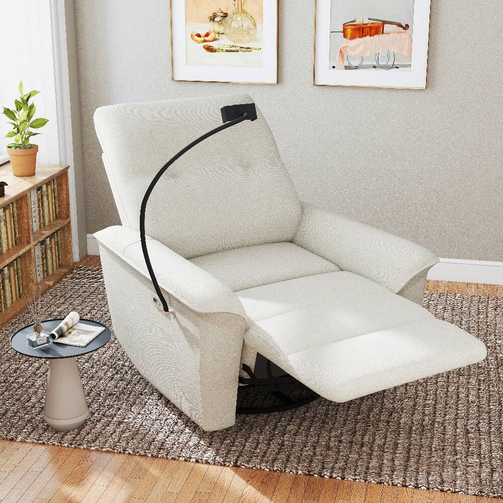 Front. Loheer - Loheer Power Swivel Rocker Recliner Chair Electric Glider Reclining Sofa with USB Ports Phone Holder Beige-Gray - Beige-gray.