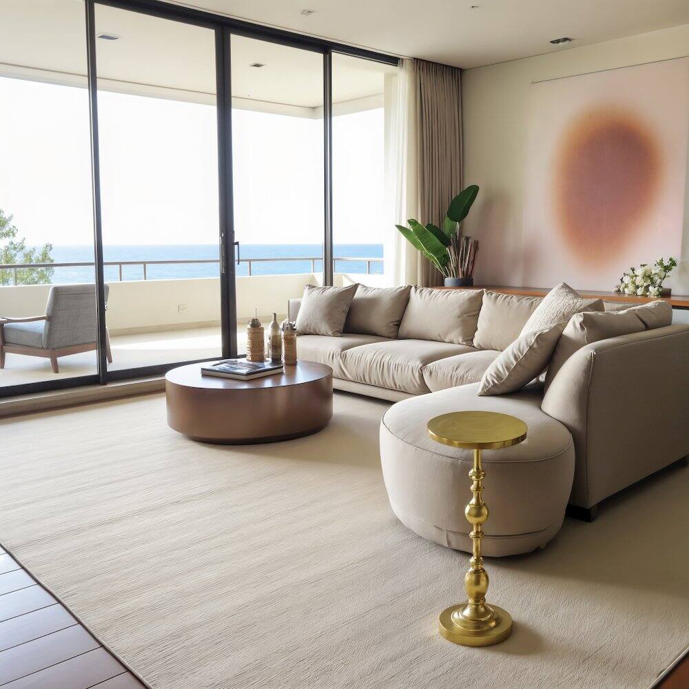 Alt View 1. Starlight Canyon Home - Elegant Gold Pedestal Side Table for Cocktails or Drinks - Modern Accent - Gold.