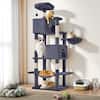 Front. Bestier - 66-in Cat Tree Tower, Large Multi-Cat Climbing, Extended Platform, Hammock, Pet House for Indoor Cats and Kittens Play - Dark Grey.