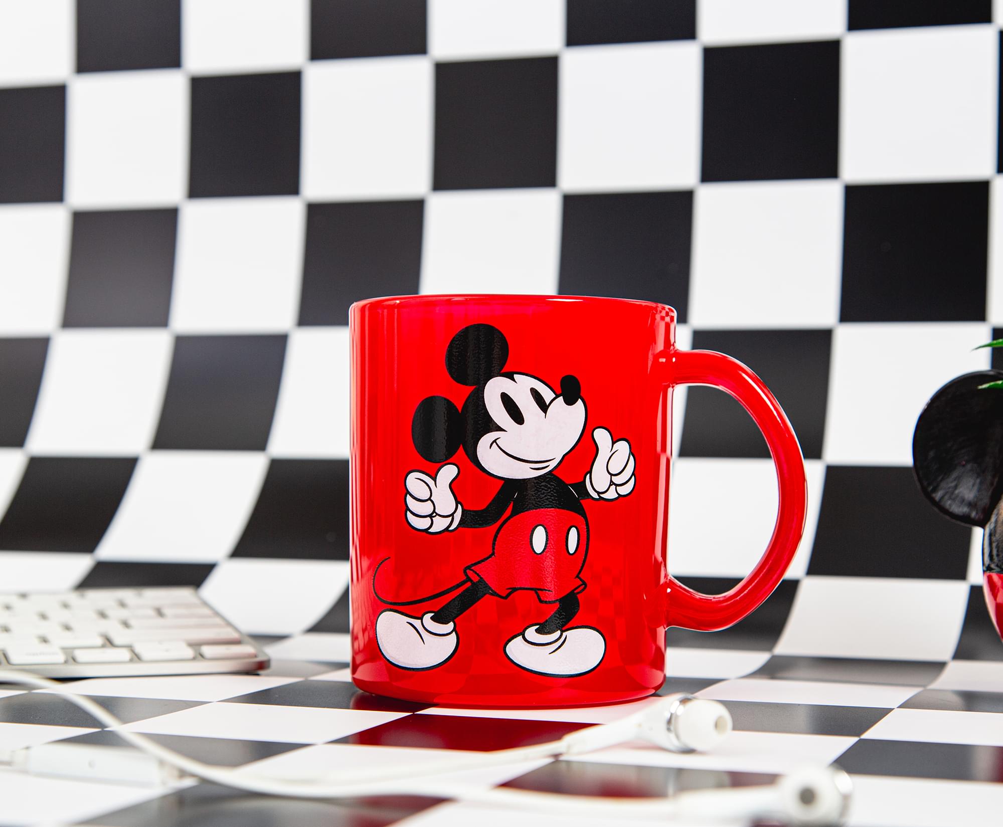 Alt View 10. Silver Buffalo - Disney Mickey Mouse Thumbs-Up Glass Coffee Mug | Holds 18 Ounces - Red.