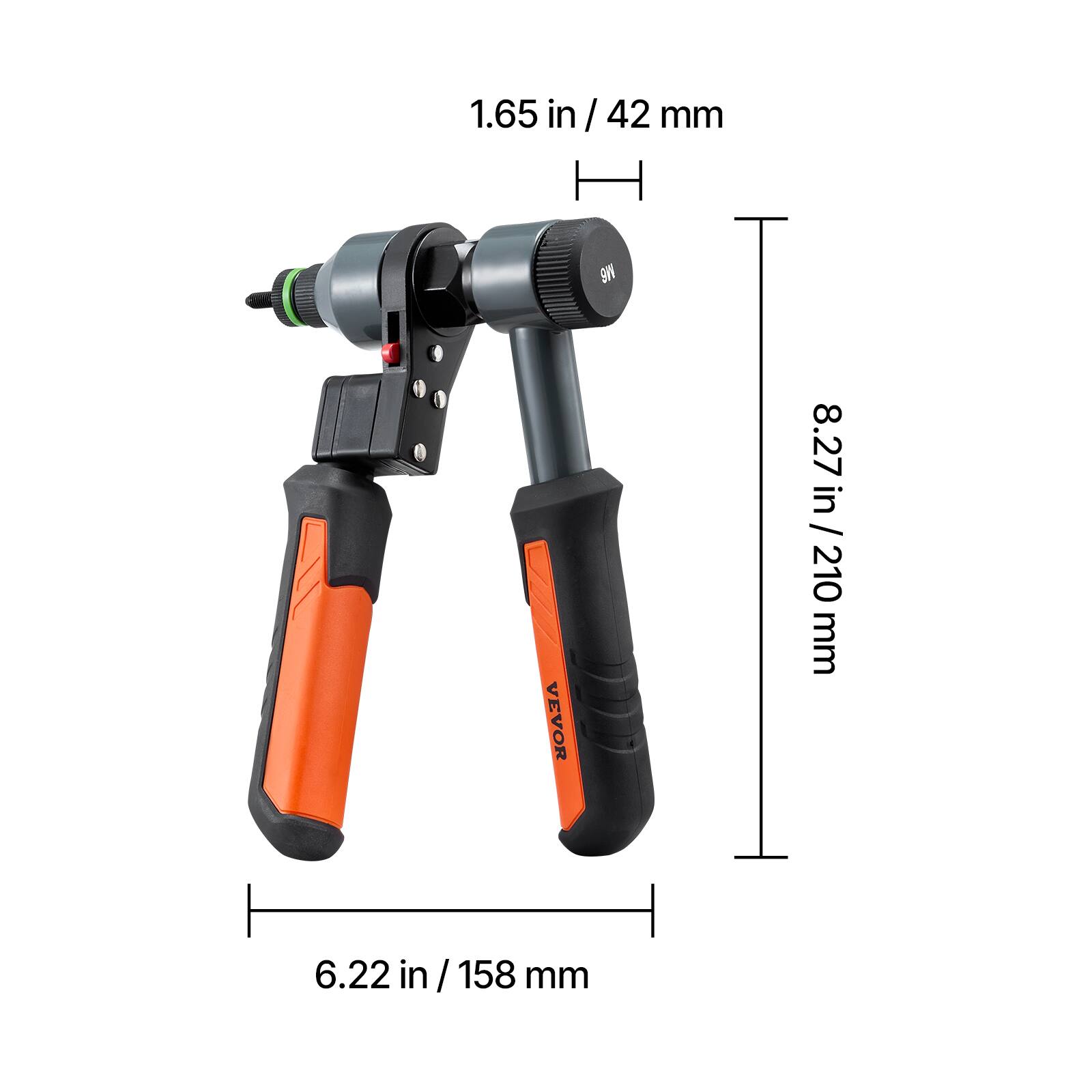 1.65 in / 42 mm  
8.27 in / 210 mm  
6.22 in / 158 mm