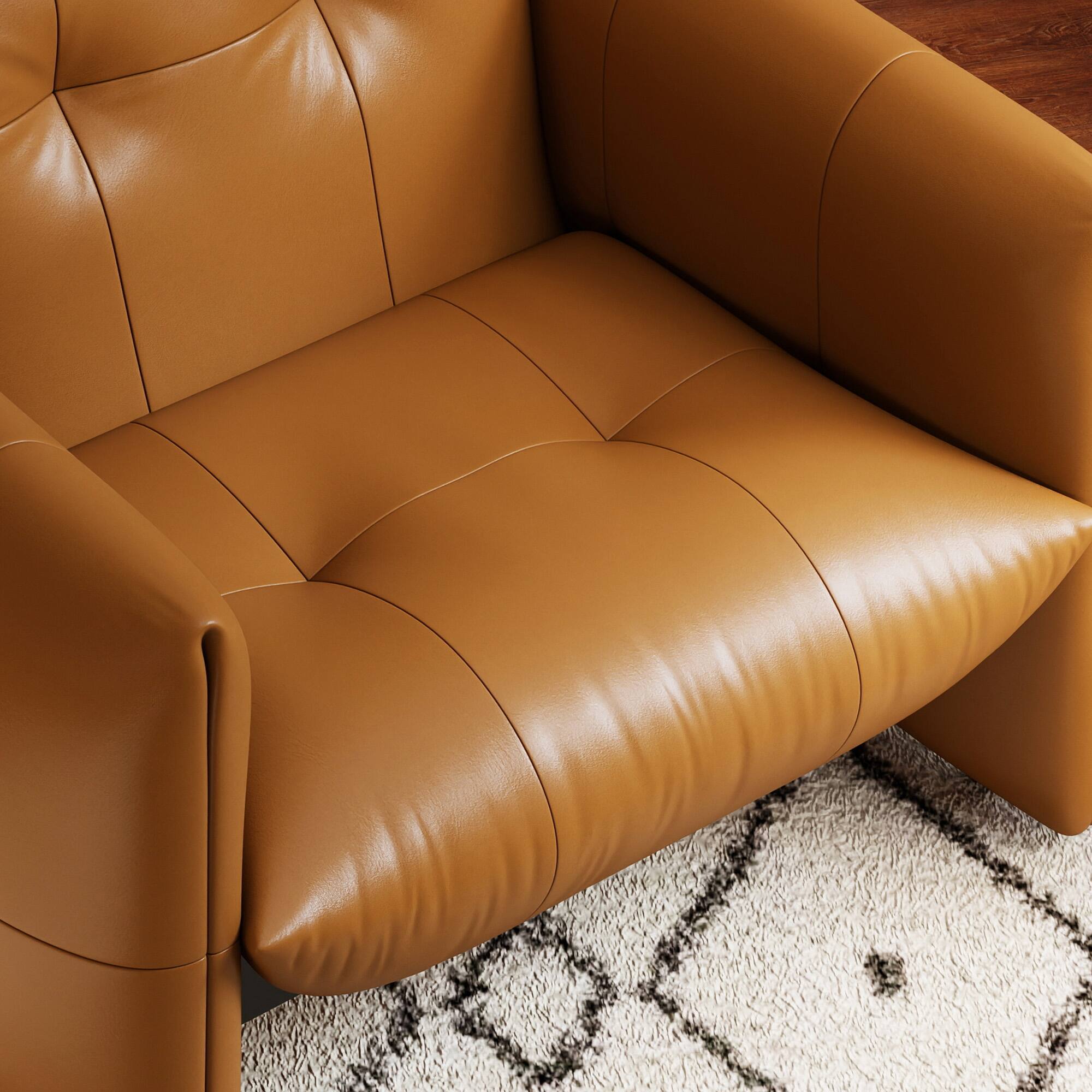 Alt View 3. luck idea - 34.64" Lounge Accent Chair Sofa, Faux Leather Upholstered Armchair with Thick Cushion & Solid Wood Frame - Orange.