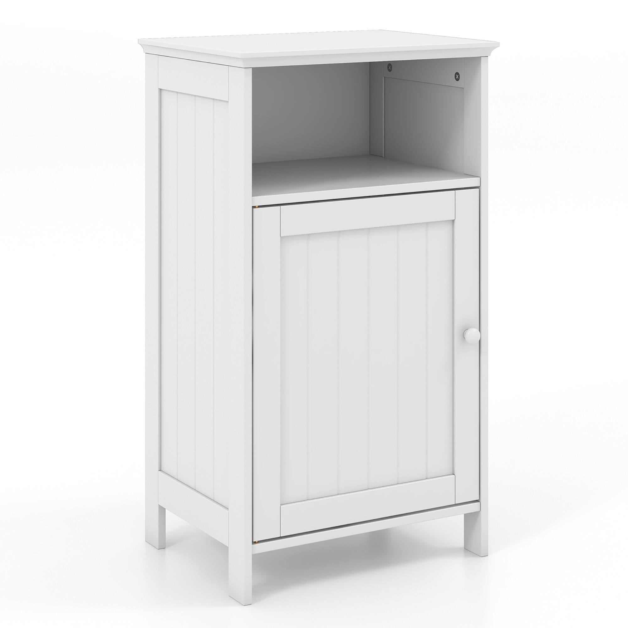 Alt View 5. Gymax - Gymax Bathroom Floor Storage Cabinet Side Table Adjustable Shelf Organize Freestanding - White.