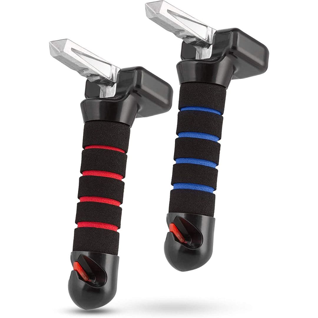 Medical King - 3 in 1 Car Handle Assist Set of 2 – Includes Car Assist Handle, Safety Hammer for Window Breaker & Seatbelt Cutter - Multicolor