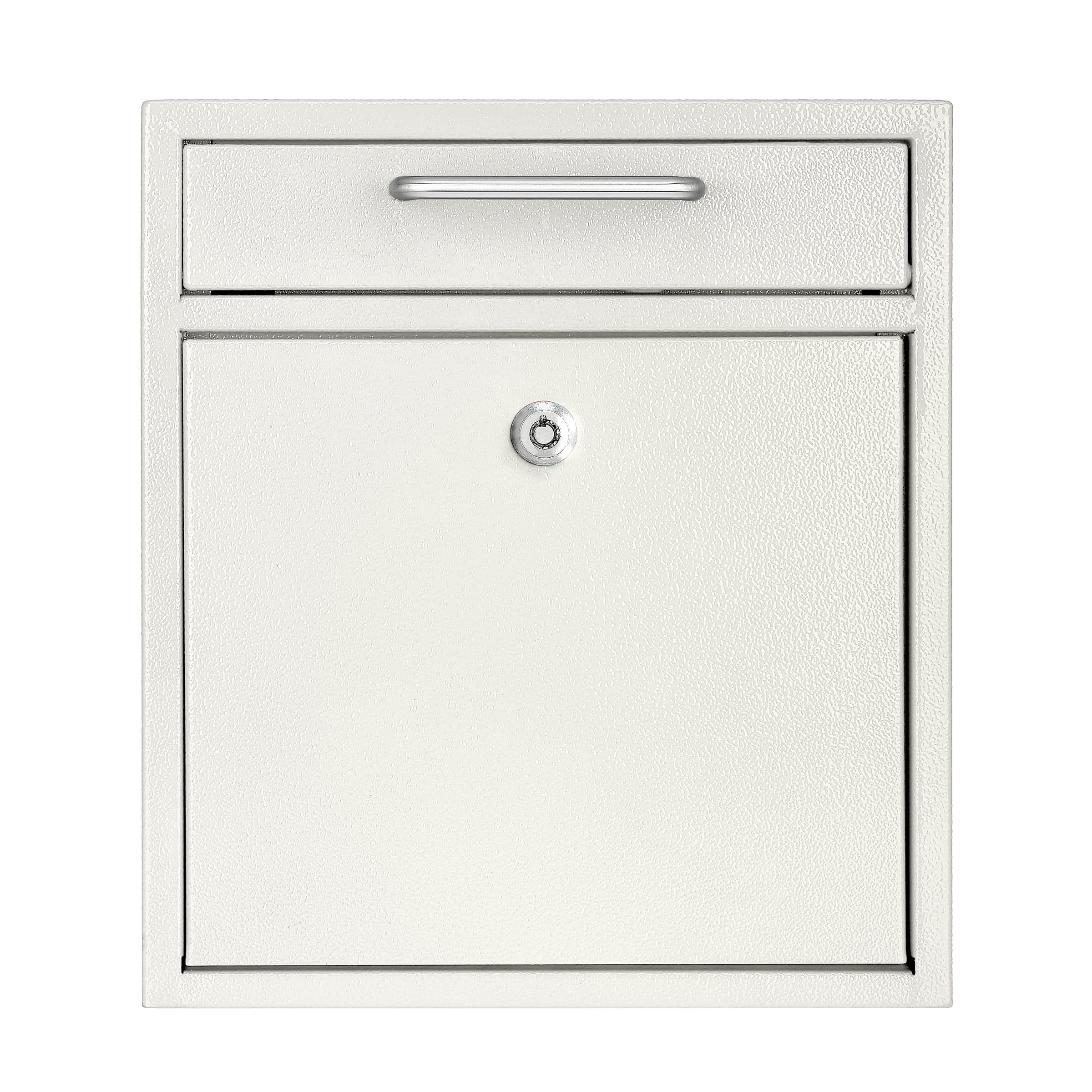 AdirOffice - Medium Steel Wall-Mounted Drop Box Safe with Key Lock - White