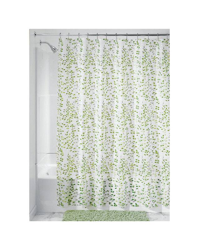 Angle. iDesign - iDesign 72 in. H X 72 in. W Green and White Vines Shower Curtain PEVA - Green | White.