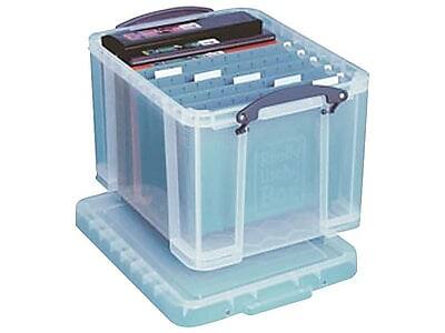 Alt View 1. Really Useful Box - Really Useful Box 32 Liter Snap Lid Storage Bin, Clear, 3/Pack (32LC-PK3C) - Clear.