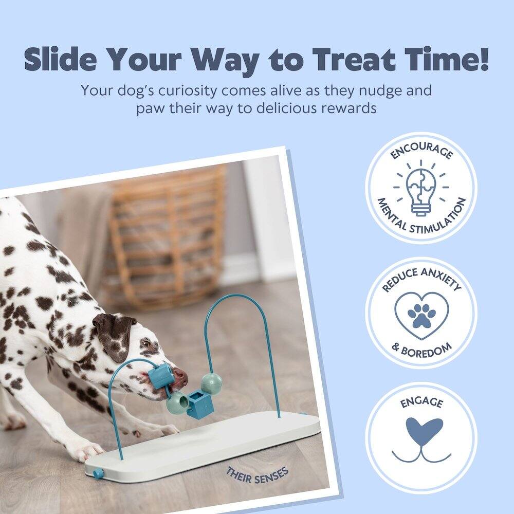 Slide Your Way to Treat Time!  
Your dog's curiosity comes alive as they nudge and paw their way to delicious rewards  

- ENCOURAGE MENTAL STIMULATION  
- REDUCE ANXIETY & BOREDOM  
- ENGAGE THEIR SENSES
