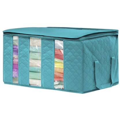 Front. Sorbus - Sorbus 1-Pc Foldable Storage Bag Organizers, 3 Sections, Great for Clothes, Blankets, Closets, Bedrooms, and More - Aqua.