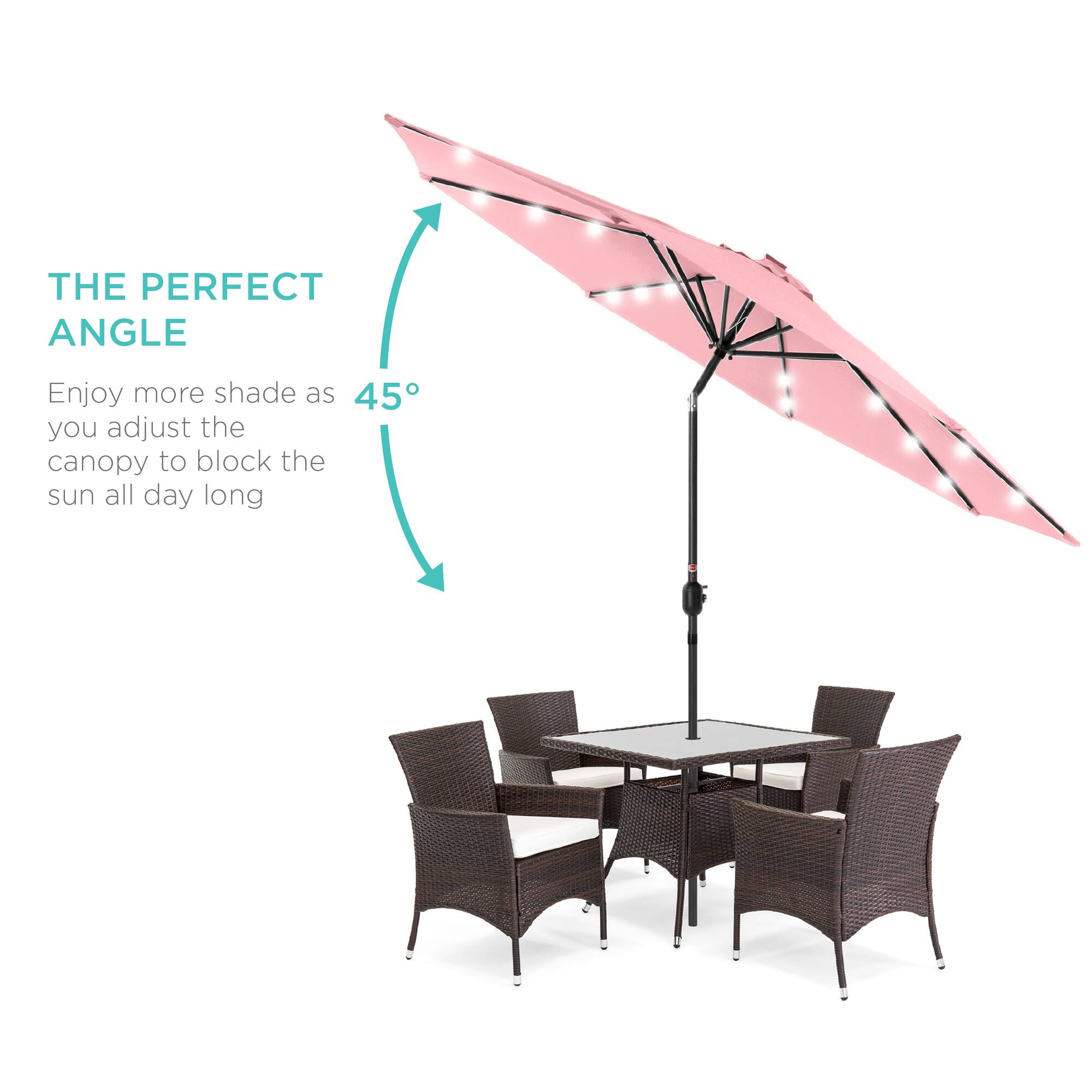 The perfect angle. Enjoy more shade as you adjust the canopy to block the sun all day long.